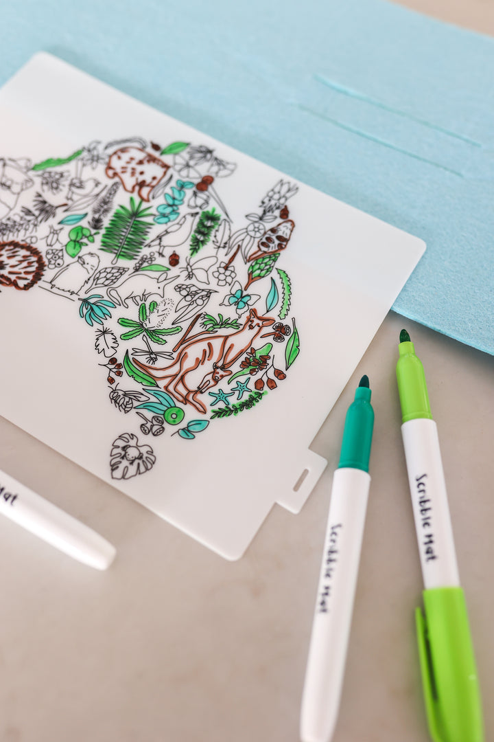 Reusable Scribble Mat Set | Mini Australian Map