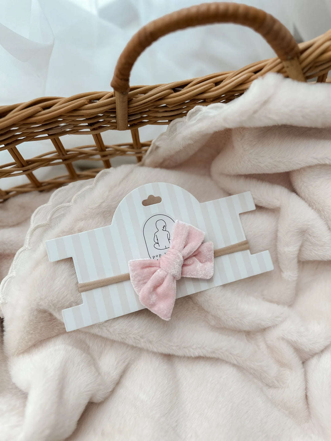 Pop Ya Tot Velvet Bow Headband - Pink