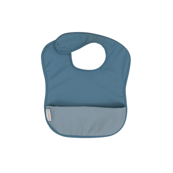 All4Ella Two-Tone Waterproof Pouch Bib - Blue