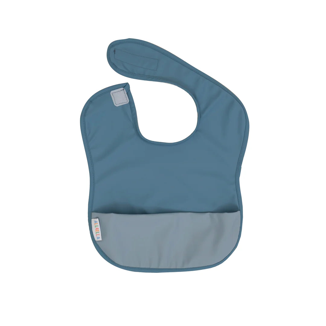 All4Ella Two-Tone Waterproof Pouch Bib - Blue