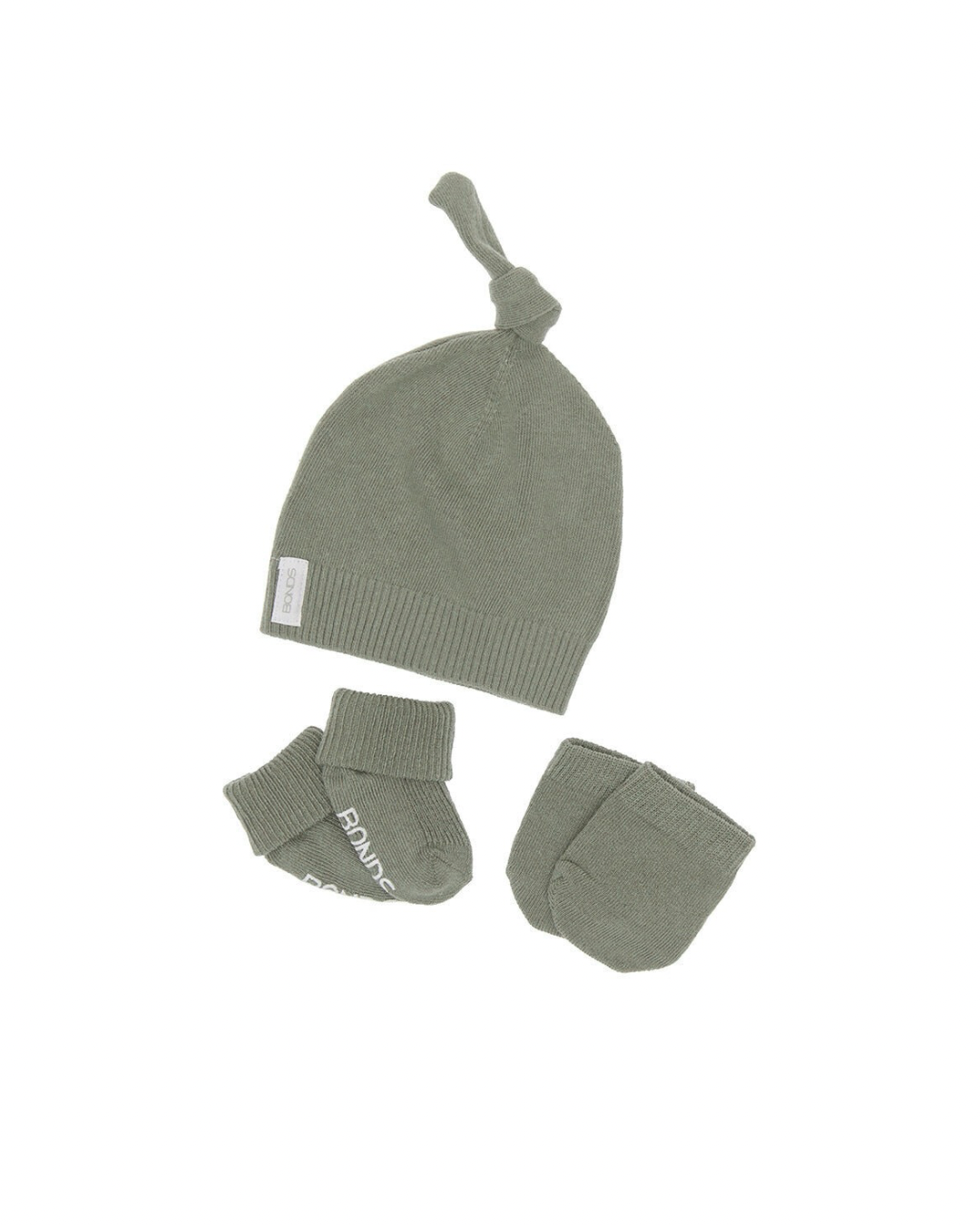 Bonds Baby Newbies Newborn Hat, Mittens & Booties Set | Khaki Stone