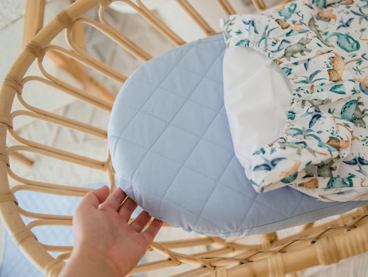 Bambella Waterproof Moses Bassinet Sheet |  Dusty Sky Blue