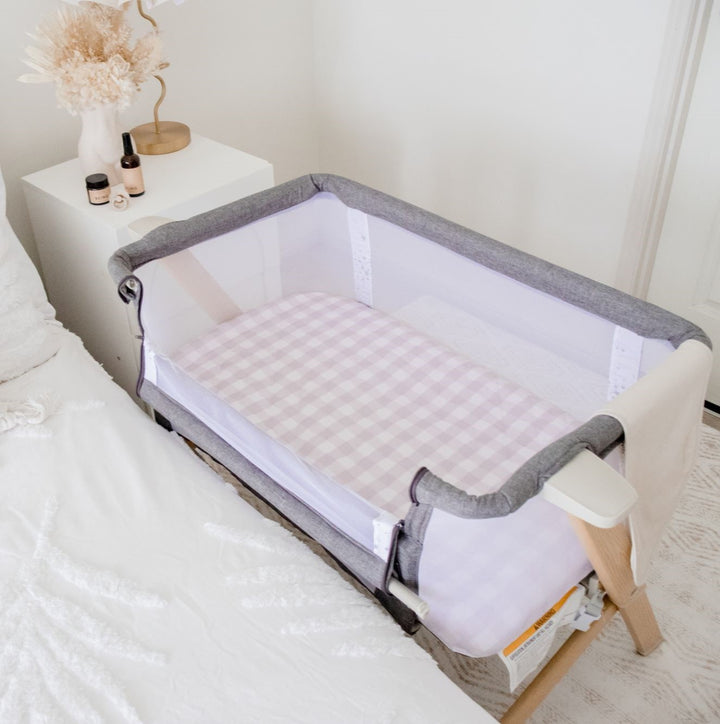 Bambella Co-Sleeper Fitted Waterproof Sheet | Blush Gingham