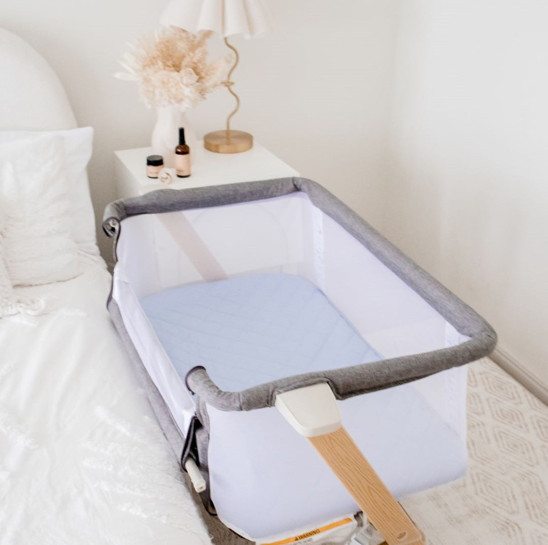 Bambella Co-Sleeper Fitted Waterproof Sheet | Dusty Blue