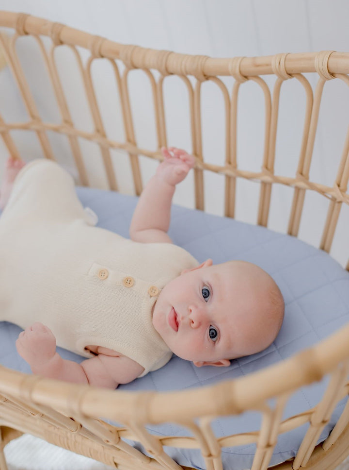 Bambella Waterproof Moses Bassinet Sheet |  Dusty Sky Blue