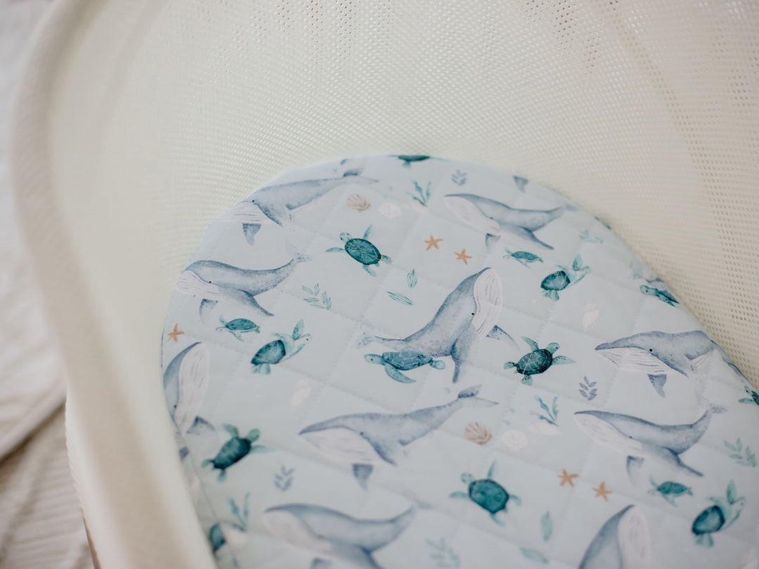 Bambella Waterproof Moses Bassinet Sheet |Turtle Bay
