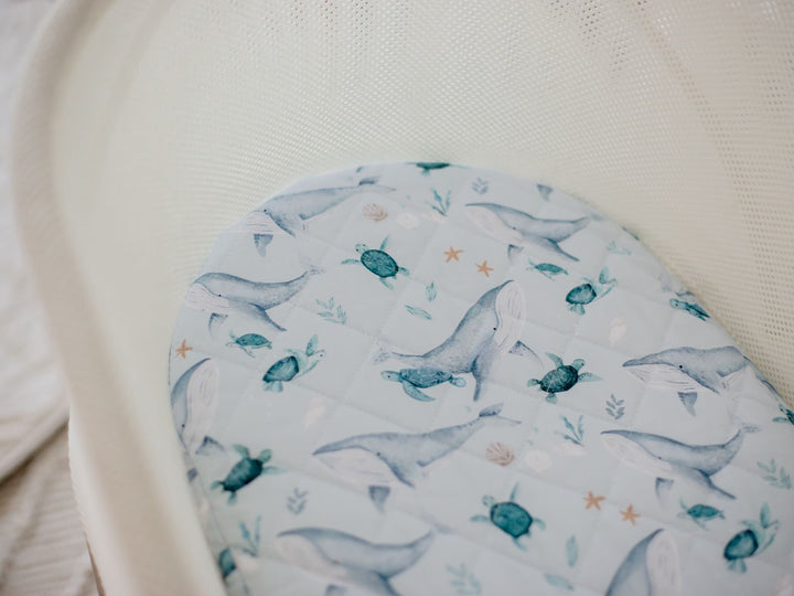 Bambella Waterproof Moses Bassinet Sheet |Turtle Bay