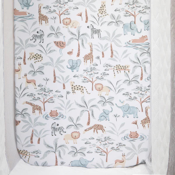 Bedside Bassinet/ Co Sleeper Fitted Sheets 2 Pack - Wild Safari