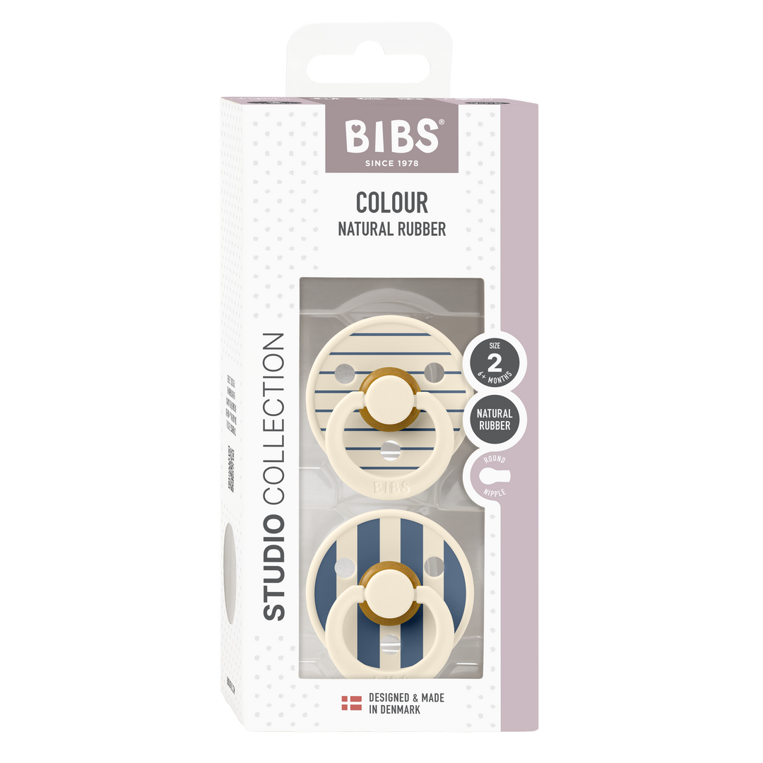 BIBS Studio Collection Round Dummies Twin Pack - Pinstripe
