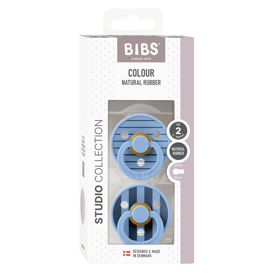 BIBS Studio Collection Round Dummies Twin Pack - Pinstripe