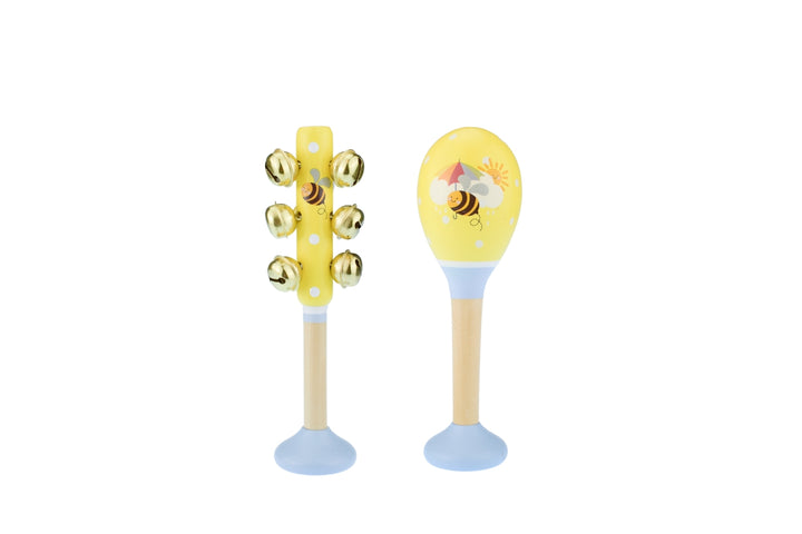 Buzzy Days Jumbo Wooden Jingle Bell Shaker & Maraca Music Set