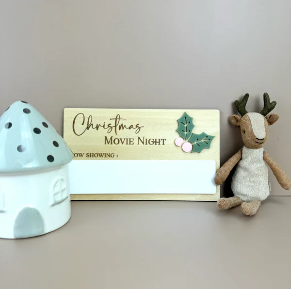 Christmas Movie Night Decor Sign