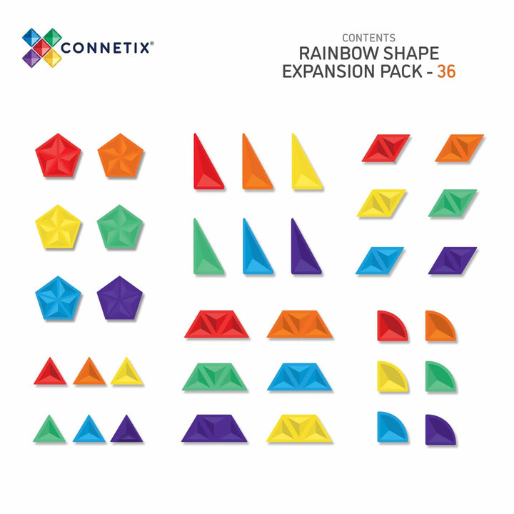 Connetix Magnetic Tiles Rainbow Shape Expansion 36 Piece Pack
