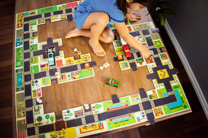 Djeco Giant City Road Pop-To-Play Puzzle Set