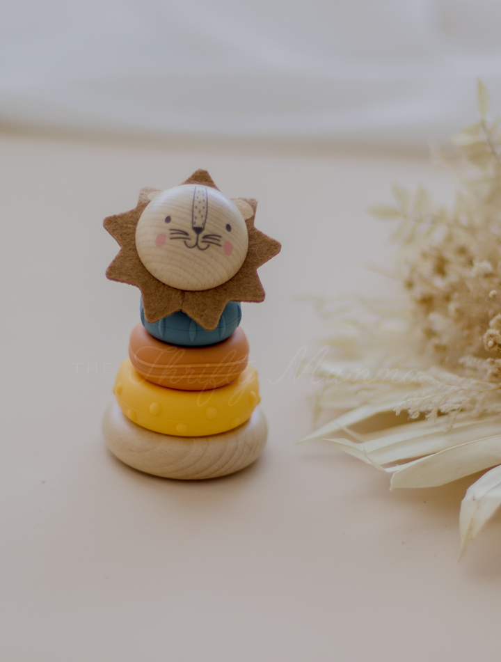 EcoStack Wooden Ring Stacker Toy - Lion
