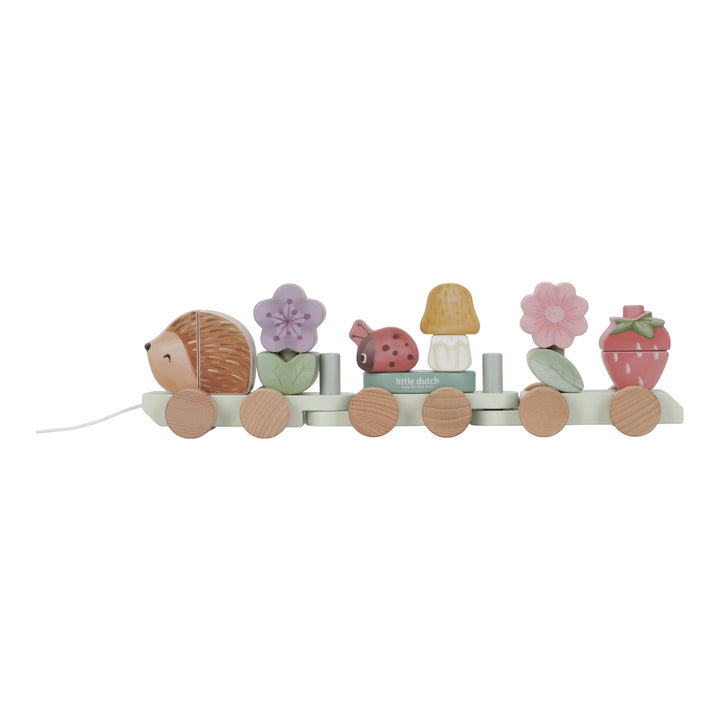 Fairy Garden Wooden Hedgehog Stacking Train