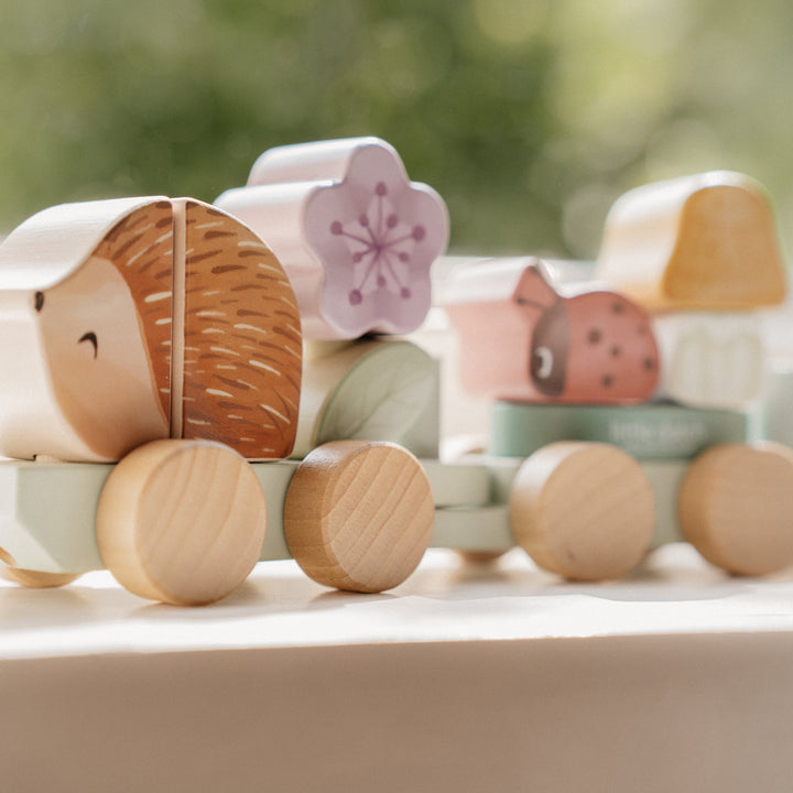 Fairy Garden Wooden Hedgehog Stacking Train