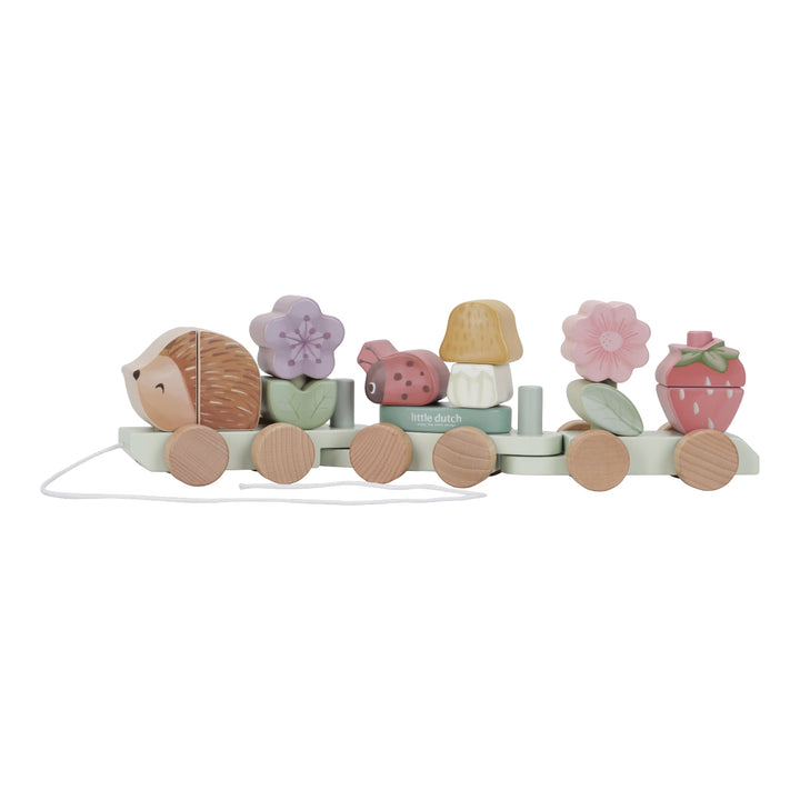 Fairy Garden Wooden Hedgehog Stacking Train