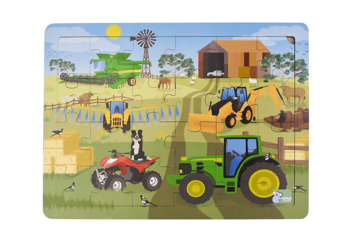 Farm Vehicles 24 Piece Wooden Puzzle Board