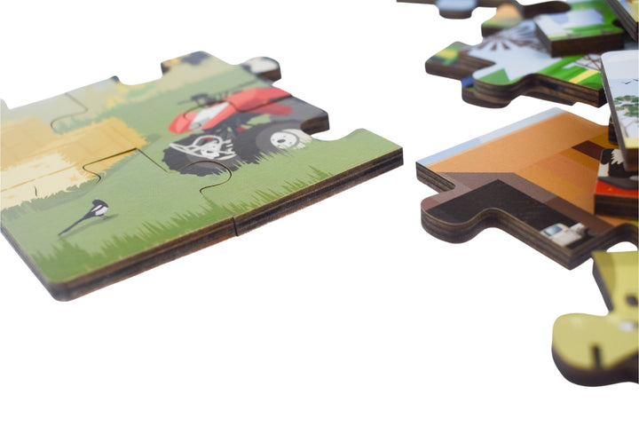 Farm Vehicles 24 Piece Wooden Puzzle Board