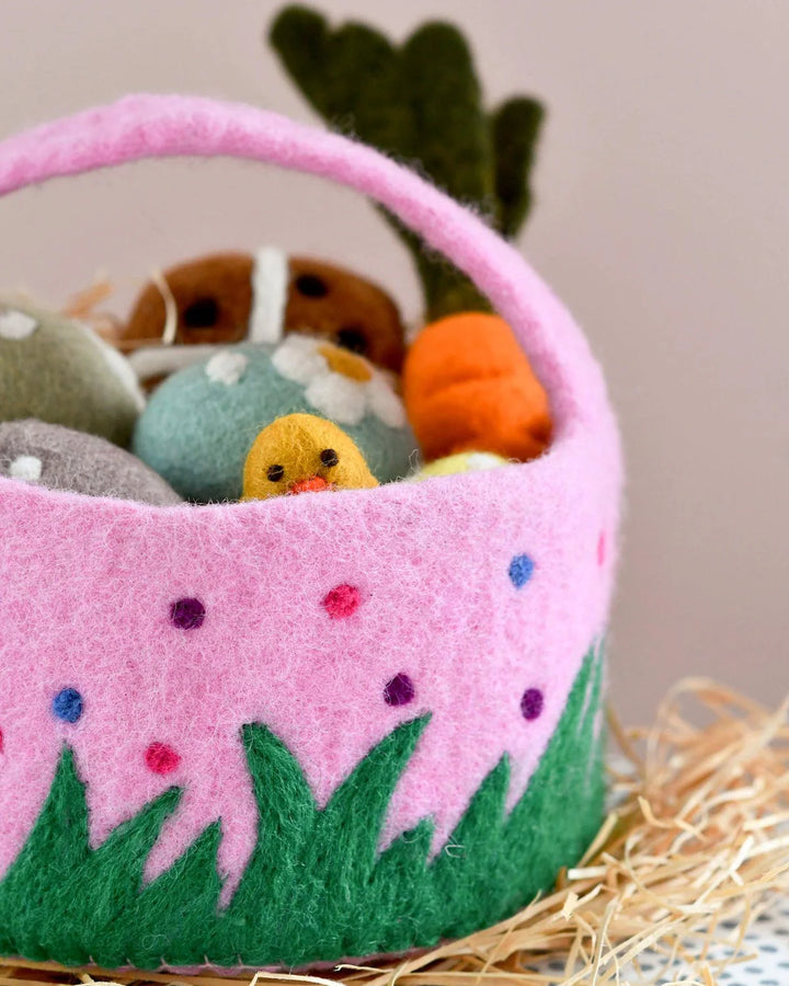 Felt Pink Dotty Easter Basket