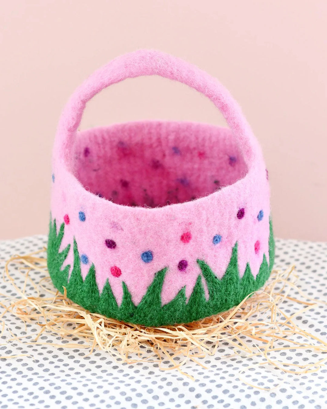 Felt Pink Dotty Easter Basket