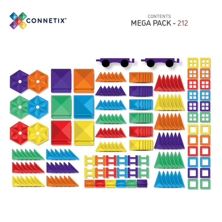 Connetix Magnetic Tiles Rainbow 212 Piece Mega Pack
