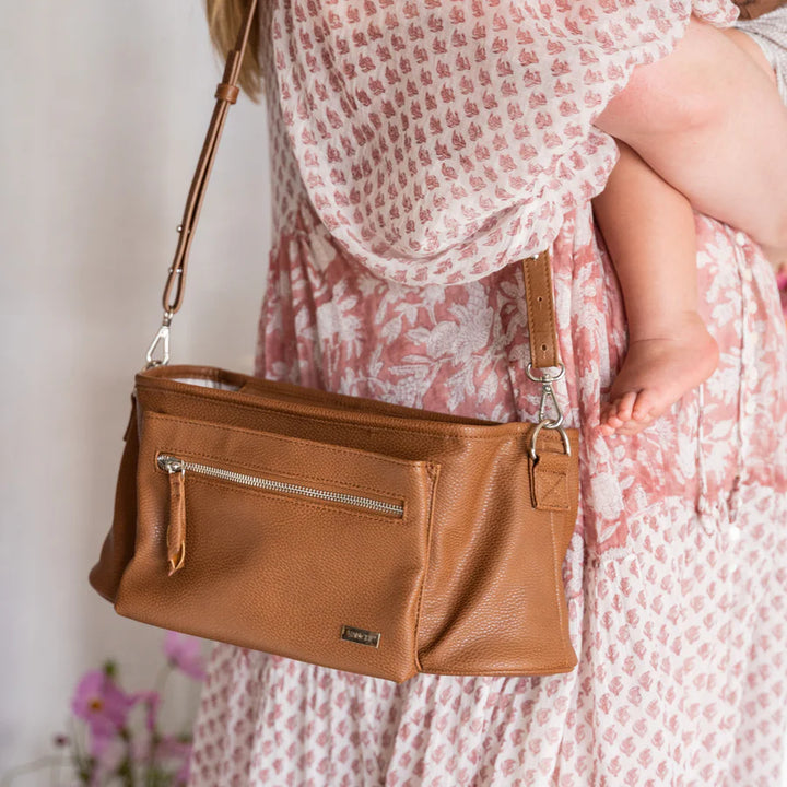Vanchi Pram Caddy Shoulder Strap - Pebbled Tan