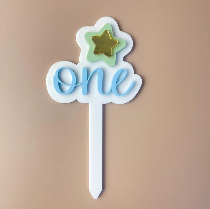 1st Birthday Cake Topper | Blue Star