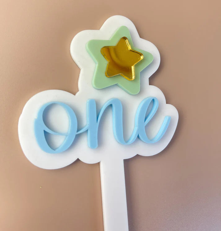 1st Birthday Cake Topper | Blue Star