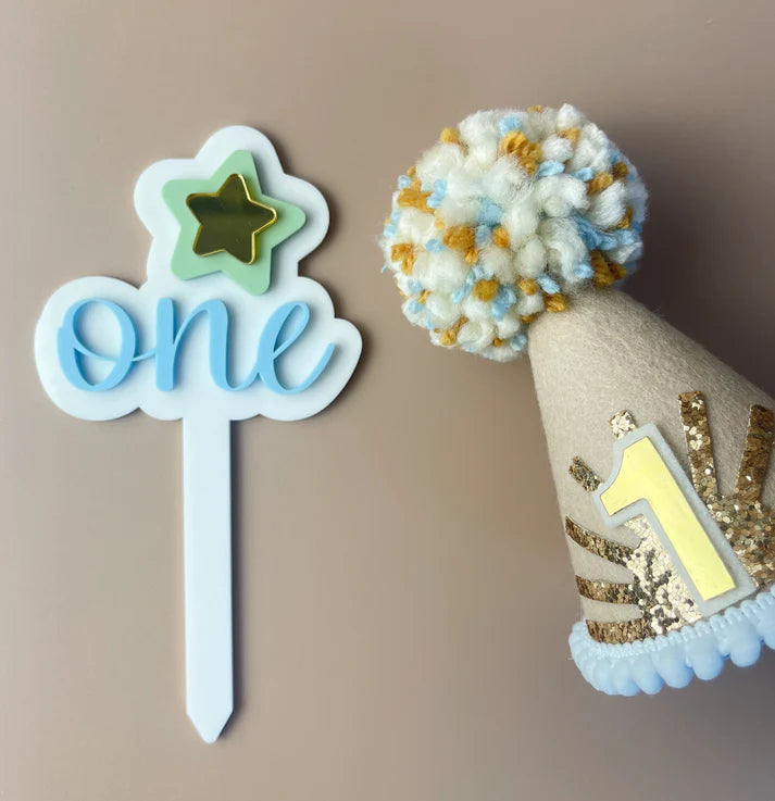 1st Birthday Cake Topper | Blue Star