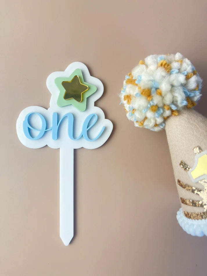 1st Birthday Cake Topper | Blue Star