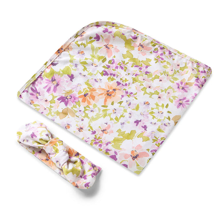 Snuggle Hunny Baby Jersey Wrap & Topknot Set - Isla
