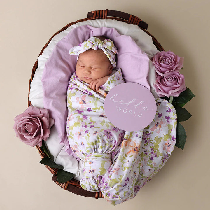 Snuggle Hunny Baby Jersey Wrap & Topknot Set - Isla