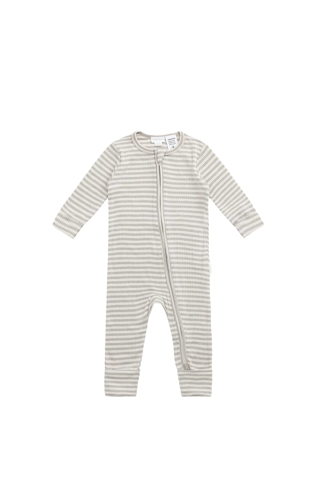 Jamie Kay Organic Cotton Growsuit - Narrow Stripe Gazelle/Oat
