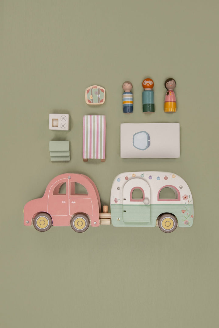 Little Dutch Wooden Toy Car and Caravan