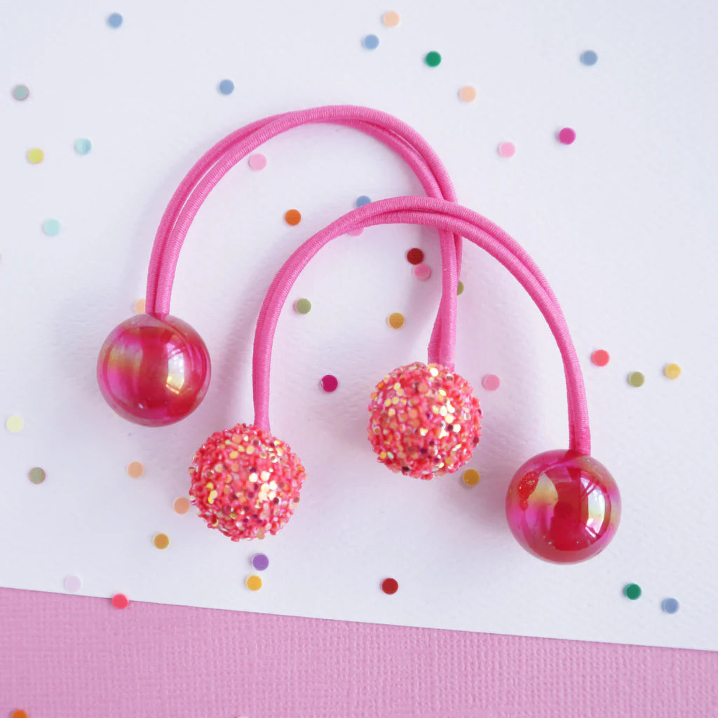 Mon Coco Sparkle Gem Hair Bobbles - Hot Pink