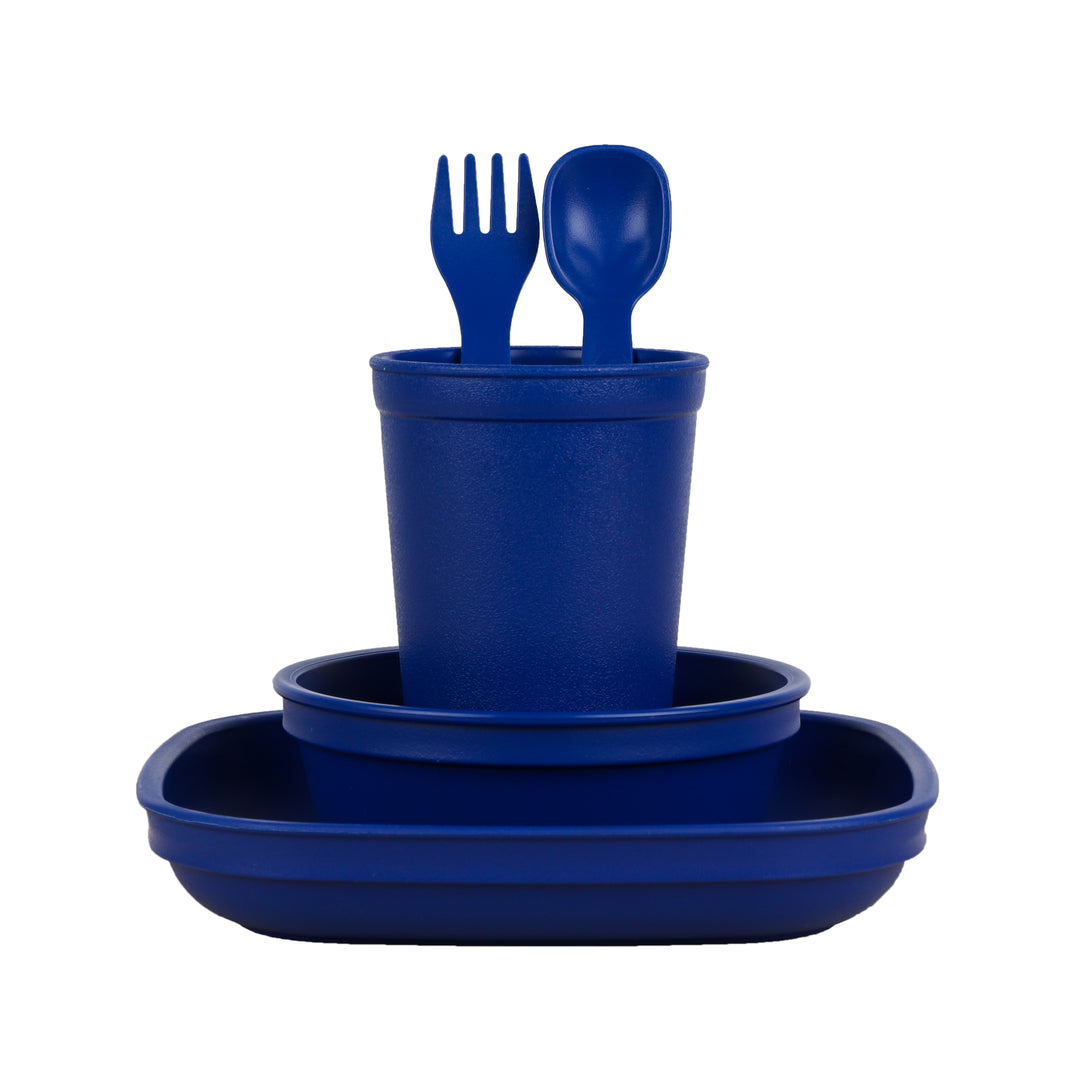 Re-Play Navy Blue Bundle - Tumbler Cup, Bowl, Plate & Cutlery Set