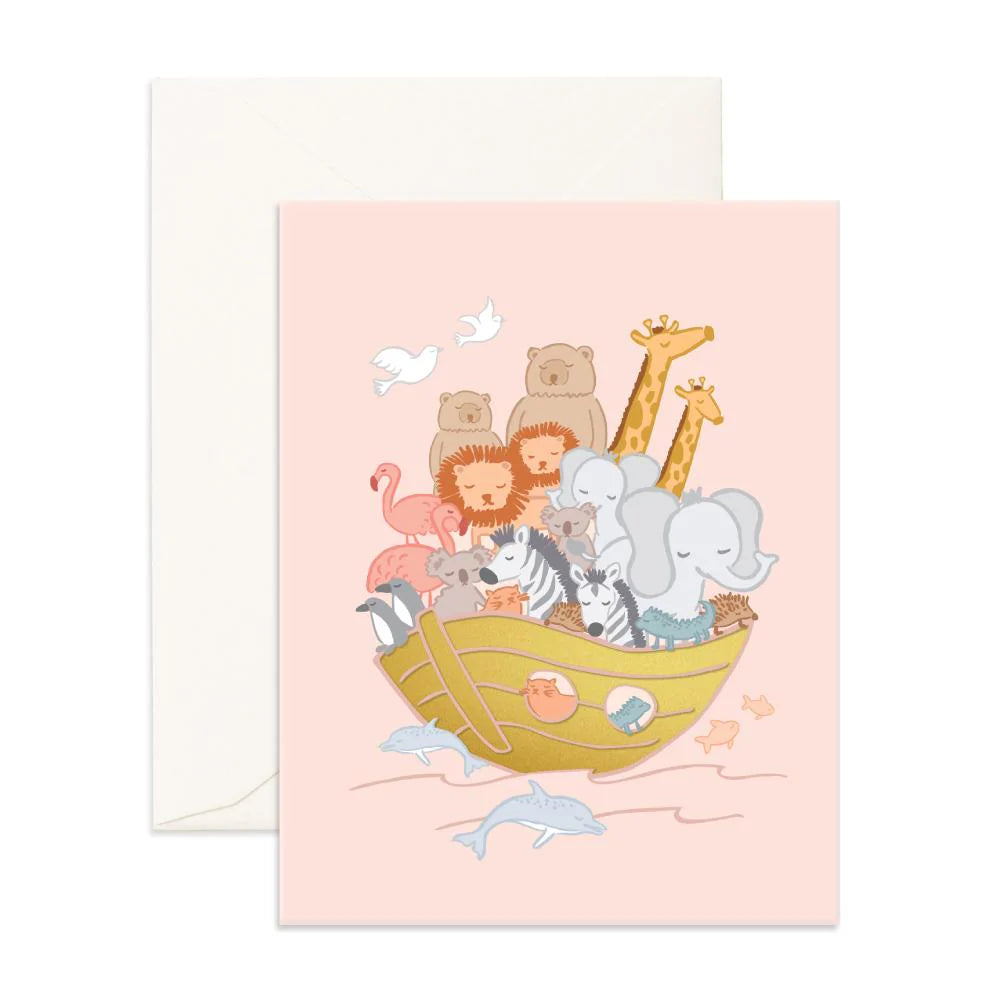 Noah's Ark Pink Greeting Card