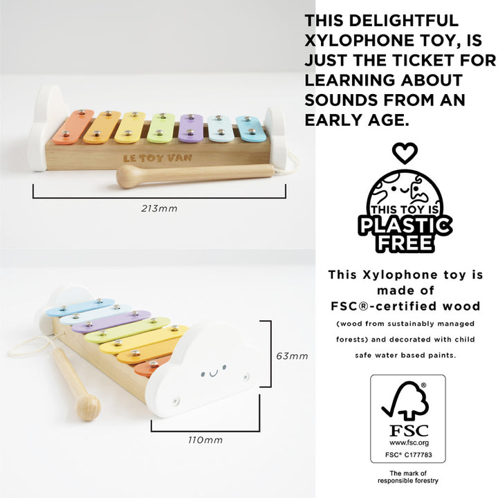Le Toy Van Petilou Rainbow Wooden Xylophone