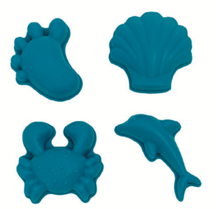 Scrunch Beach Bundle with Bucket, Spade, Rake & Moulds - Petrol