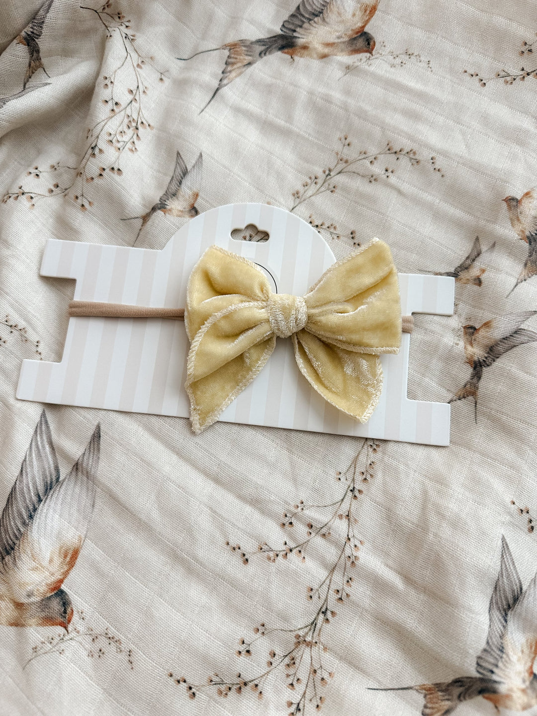 Pop Ya Tot Velvet Prairie Bow Headband - Lemon