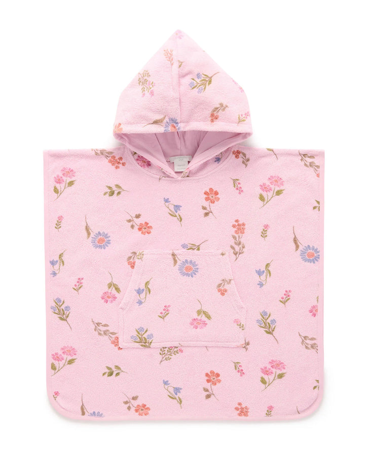 Purebaby Organic Cotton Hooded Towel - Geranium