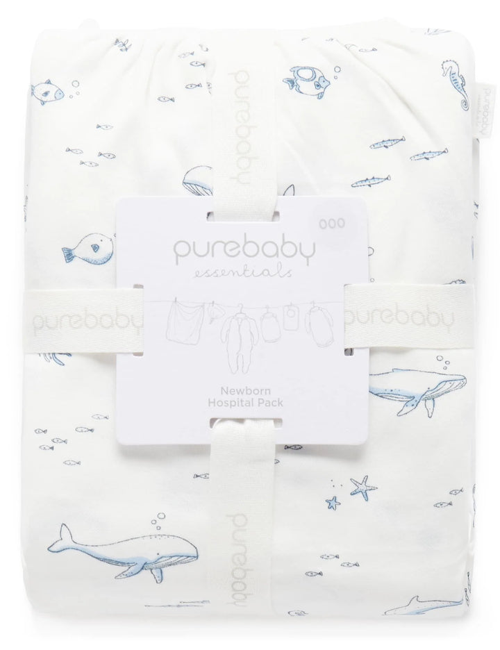Purebaby Organic Essentials Hospital Bag Essential Vanilla Nautical $120+ Value