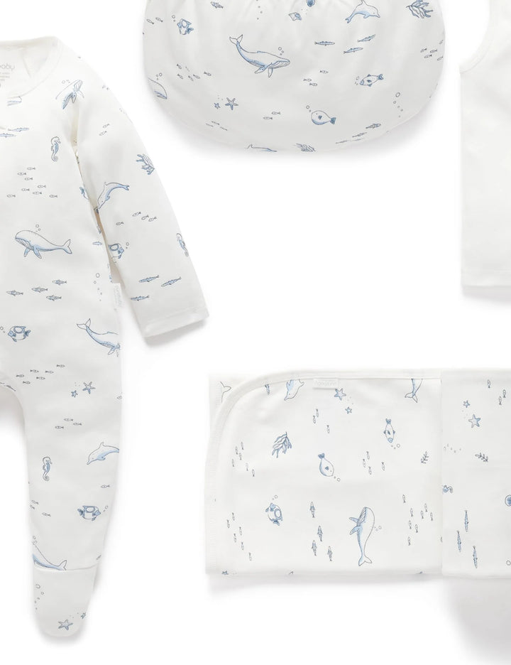 Purebaby Organic Essentials Hospital Bag Essential Vanilla Nautical $120+ Value