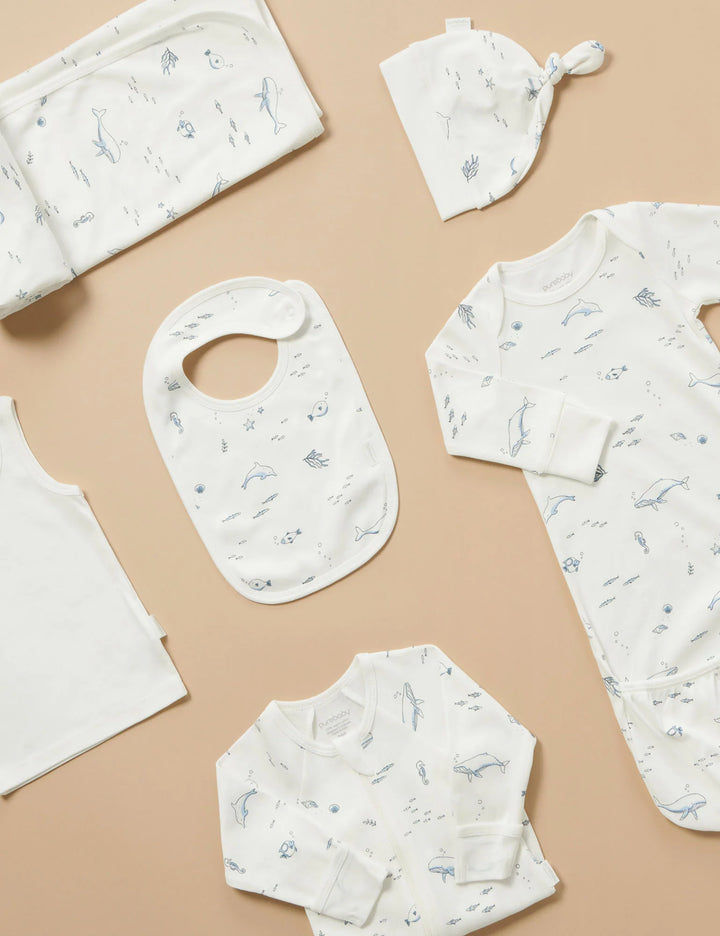 Purebaby Organic Essentials Hospital Bag Essential Vanilla Nautical $120+ Value