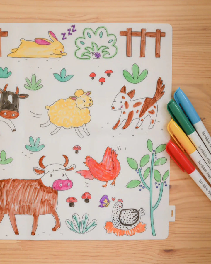 Reusable Scribble Mat Set | On the Farm