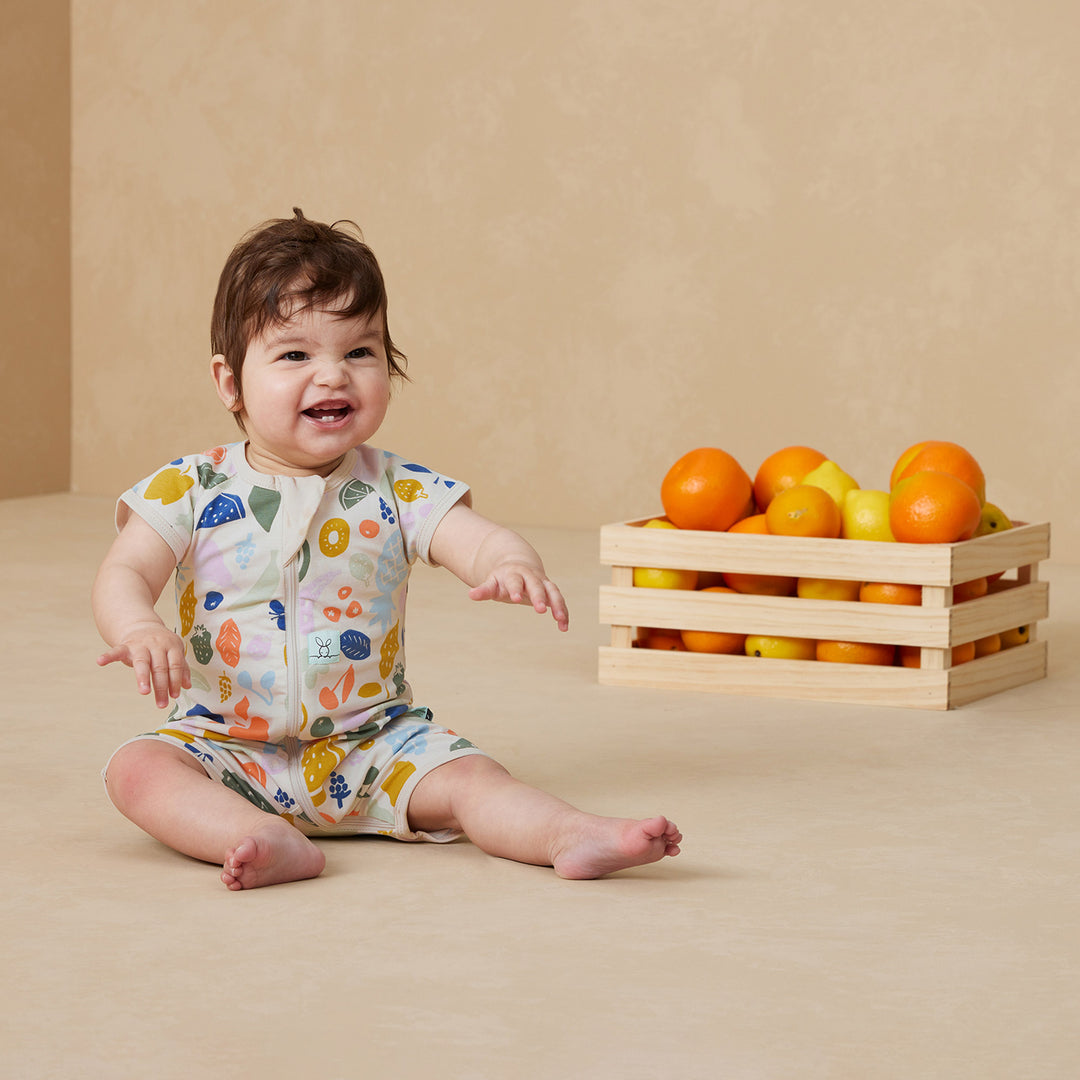 ergoPouch Layer | Short Sleeve Zip Bodysuit 0.2 TOG  - Fruit Salad