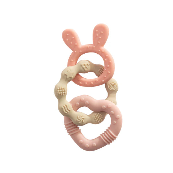 Silicone Bunny Teether Rings - Pink