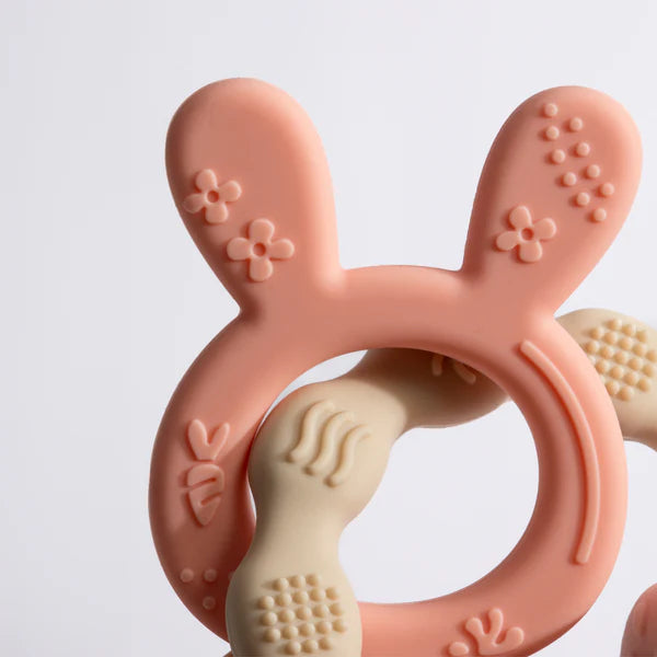 Silicone Bunny Teether Rings - Pink